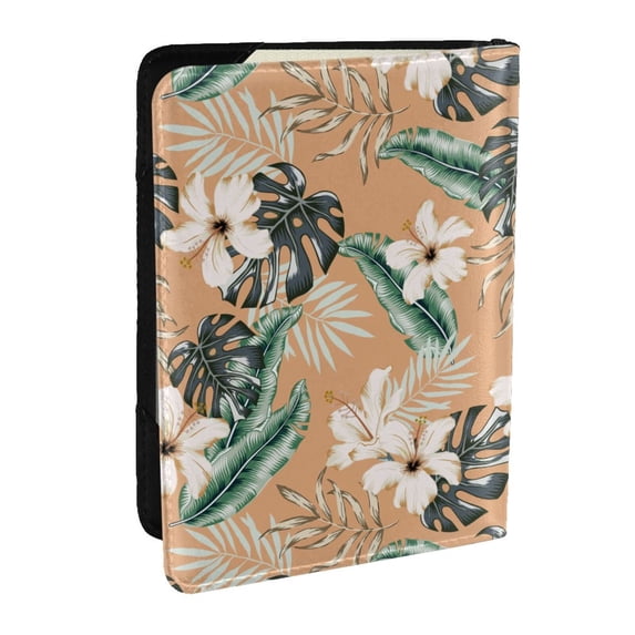 Pofeuu Tropical Leaves Flower Print Travel Document Organizer Passport Holder Men Women for Family (6.5 in x 4.5 in),Wallet Holder Credit Card Clutch Bag Case