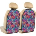 thumbnail image 1 of Pofeuu Tropical Leaves Print 2 Pack PU Leather Kick Mat Back Seat Protector, Universal Car Seat Back Organizer, Waterproof Backseat Protector For Most Car, 1 of 8