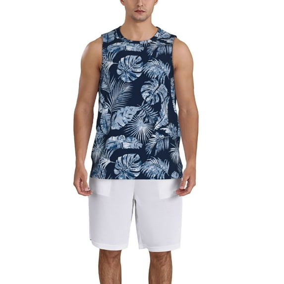 Pofeuu Tropical Leaves Print Basketball Jersey, Shirts for Men Youth Basketball Jersey Crew Neck-Medium