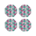 thumbnail image 1 of Pofeuu Tropical Leaves Print Coasters for Drinks, 4Pack PU Leather Coasters, Bar Drink Coasters for Tabletop Protection, Furniture from Damage-Octagon, 1 of 6