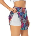 thumbnail image 1 of Pofeuu Tropical Leaves Print Women's Athletic Shorts Running Workout Shorts Tummy Control Quick Dry Gym Shorts with Pockets Double layer sports shorts-Medium, 1 of 7