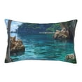 thumbnail image 1 of Pofeuu Tropical Paradise Window View Print Polyester Microfiber Plush Pillowcases, Super Soft and Cozy Pillow Case Covers with Envelop Closure（Pillow core not included）-20"x30", 1 of 6