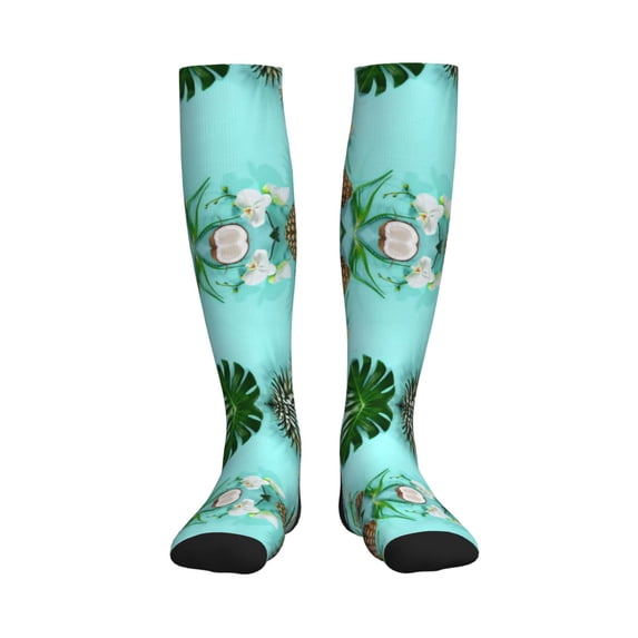 Pofeuu Tropical Pineapple Print Compression Socks for Women & Men Circulation - Best Support for Nurses,Running,Athletic,Sports