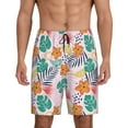 thumbnail image 1 of Pofeuu Tropical Plants Print Men's Soft Woven Elastic Waistband Sleep Pajama Short-Medium, 1 of 6