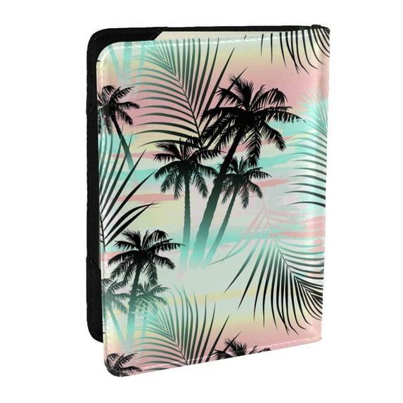 Pofeuu Tropical Summer Palm Print Travel Document Organizer Passport Holder Men Women for Family (6.5 in x 4.5 in),Wallet Holder Credit Card Clutch Bag Case