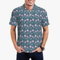 thumbnail image 1 of Pofeuu Tulips Flowers Print Men's Loose Fit Midweight Short-Sleeve Pocket Polo-Large, 1 of 6