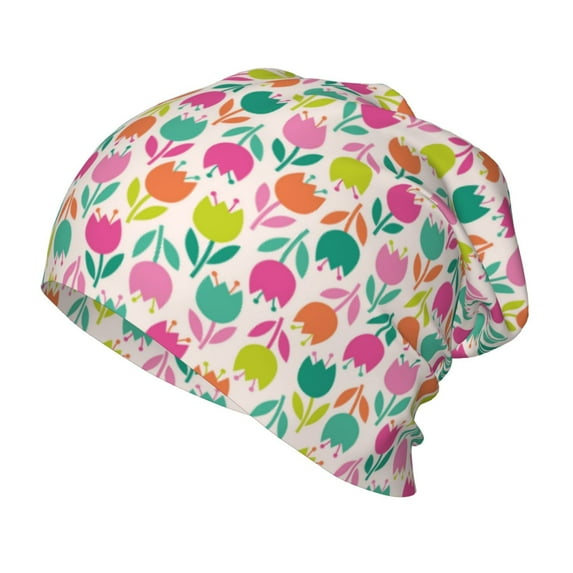 Pofeuu Tulips Flowers Print Toddler Beanies for Boys Baby Warm Slouchy Skullcap Hats Toddler Beanie Knit Caps Hats for Kids