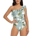 thumbnail image 1 of Pofeuu Tulips Flowers Print Women's One Piece Swimsuits One Shoulder Swimwear Asymmetric Ruffle Monokinis Bathing Suits-XX-Large, 1 of 6