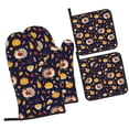 thumbnail image 1 of Pofeuu Turkey And Autumn Print Oven Mitts and Pot Holders 4 pcs Set,High Heat Resistant 500 Degree Extra Thicken Long Kitchen Cotton Oven Glove for Cooking, 1 of 6