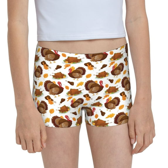 Pofeuu Turkey And Thanksgiving3 Print Soft Cotton Girls Boyshort panties Toddler Underwear-X-Small
