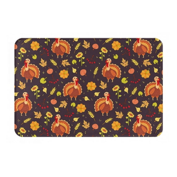Pofeuu Turkey Bird Print Flannel Doormats Rug16"x24"Rug Washable Doormats Indoor Outdoor Rugs for Layered Front Door Mats, Porch, Kitchen, Entryway