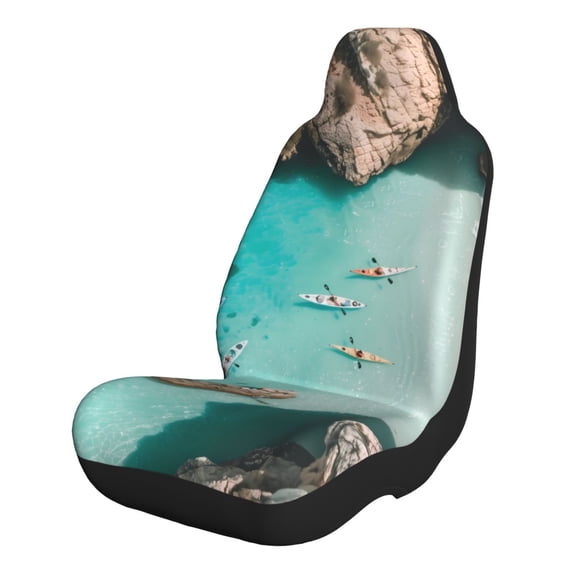 Pofeuu Turquoise Beach Kayaking Print Automotive Car Seat Covers Flat Cloth Full Set Seat Covers,Car Seat Covers front seats for Cars Trucks and SUVs-2 PCS