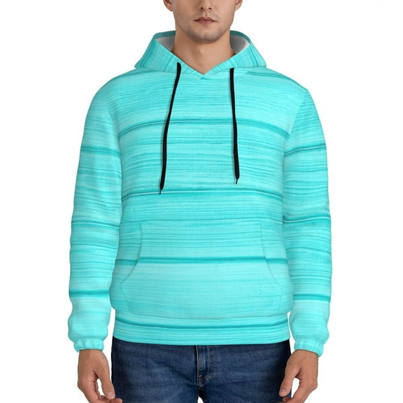 Pofeuu Turquoise Wooden Print Mens Casual Hooded Collar Drawstring Hoodies Pullover Sweatshirts Casual Long Sleeve Shirts-XX-Large