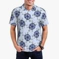 thumbnail image 1 of Pofeuu Turtle with Blue Stones Print Men's Loose Fit Midweight Short-Sleeve Pocket Polo-4X-Large, 1 of 6