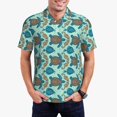 thumbnail image 1 of Pofeuu Turtles And Seahorses Print Men's Loose Fit Midweight Short-Sleeve Pocket Polo-XX-Large, 1 of 6
