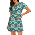 thumbnail image 1 of Pofeuu Turtles And Seahorses Print Women's Loose Fit Short Sleeve Nightgown, Comfortable Sleep Dress for Women, Casual Lounge Sleepwear, Soft Cotton Sleep Dress, 1 of 6