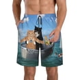 thumbnail image 1 of Pofeuu Two Brave Cats Are Floating On The Sea Iceberg Prin Men's Swim Trunks Quick Dry Bathing Suit Swimming Board Shorts Mesh Lining Beach Swimwear-, 1 of 6