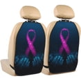 thumbnail image 1 of Pofeuu Two Human Hands are Holds Ribbon Awareness Print 2 Pack PU Leather Kick Mat Back Seat Protector, Universal Car Seat Back Organizer, Waterproof Backseat Protector For Most Car, 1 of 8