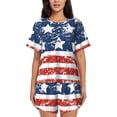 thumbnail image 1 of Pofeuu USA Colors Stripes1 Print Women's Pajama Set Short/Shorts Soft Button PJs Elastic Drawstring Waist Sleepwear-X-Large, 1 of 6