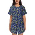 thumbnail image 1 of Pofeuu Uncaria Flower Print Women's Pajama Set Short/Shorts Soft Button PJs Elastic Drawstring Waist Sleepwear-Large, 1 of 6