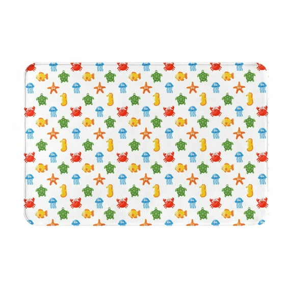 Pofeuu Undersea Animals Print Flannel Doormats Rug16"x24"Rug Washable Doormats Indoor Outdoor Rugs for Layered Front Door Mats, Porch, Kitchen, Entryway
