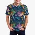thumbnail image 1 of Pofeuu Undersea Animals Print Men's Loose Fit Midweight Short-Sleeve Pocket Polo-Small, 1 of 6