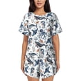 thumbnail image 1 of Pofeuu Underwater Animals 1 Print Women's Pajama Set Short/Shorts Soft Button PJs Elastic Drawstring Waist Sleepwear-Large, 1 of 1