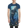 thumbnail image 1 of Pofeuu Underwater Dolphin Print Waterproof Apron with Pockets Adjustable Cooking Aprons Kitchen Bib for Baking Household Cleaning, 1 of 8