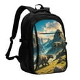 thumbnail image 1 of Pofeuu Valley River Dinosaur Print Storage Laptop Backpack with USB Charging Port[Water Resistant] College Computer Bookbag Fits, 1 of 7