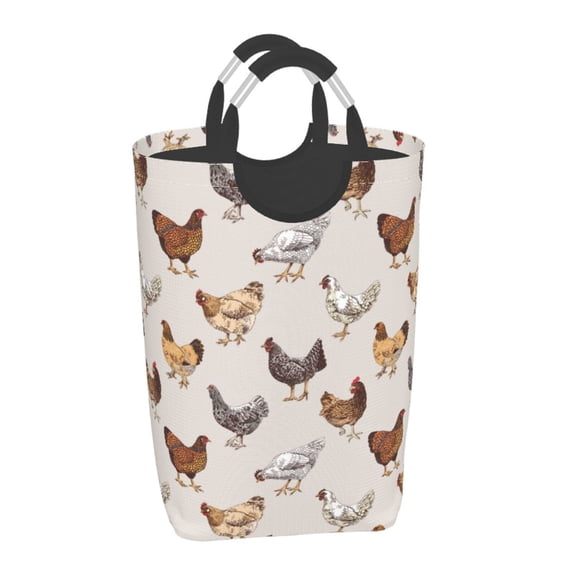 Pofeuu Various Chicken Print Laundry Basket, Laundry Hamper, Collapsible Laundry Baskets, Dirty Clothes Hamper, Waterproof with Foam Protected Aluminum Handles