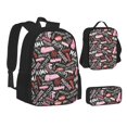 thumbnail image 1 of Pofeuu Various Languages Mother Print Backpack Travel Backpacks With Lunch Bag Pencil Bag Set 3 pcs Set Cartoon Backpack, 1 of 7