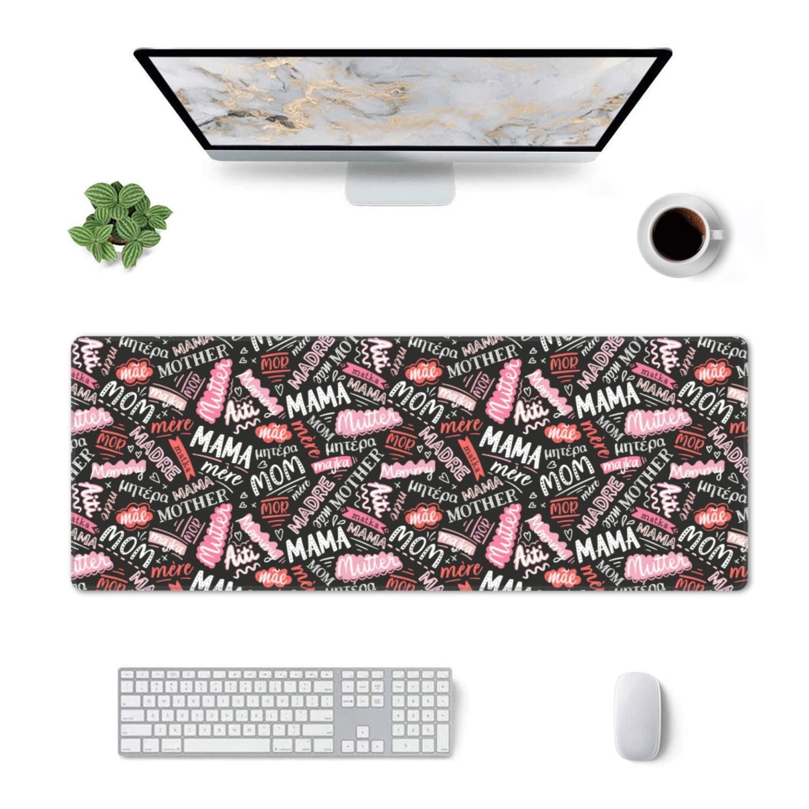 Pofeuu Various Languages Mother Print Desk Mat for Keyboard and Mouse ...