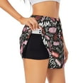 thumbnail image 1 of Pofeuu Various Languages Mother Print Women's Athletic Shorts Running Workout Shorts Tummy Control Quick Dry Gym Shorts with Pockets Double layer sports shorts-Medium, 1 of 7