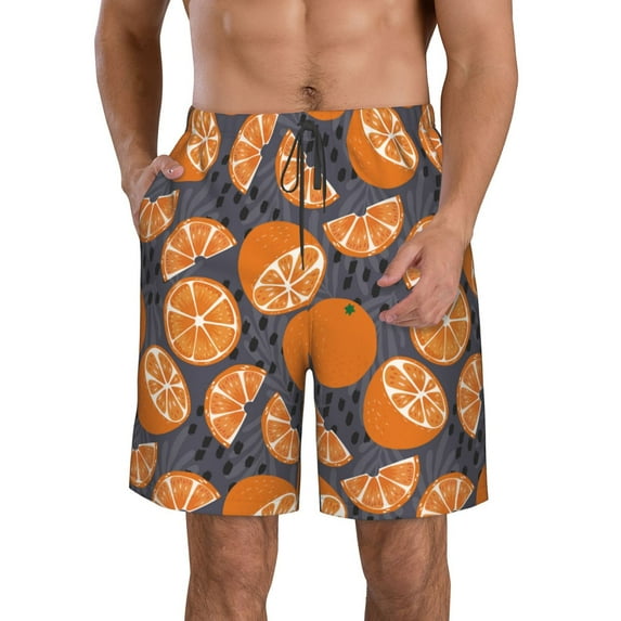Pofeuu Various Oranges Prin Men's Swim Trunks Quick Dry Bathing Suit Swimming Board Shorts Mesh Lining Beach Swimwear-Medium