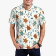thumbnail image 1 of Pofeuu Various Turtle Print Men's Loose Fit Midweight Short-Sleeve Pocket Polo-Large, 1 of 6