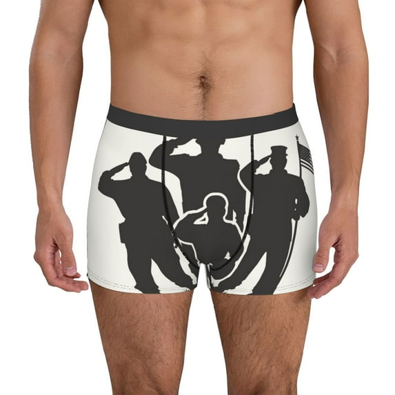 Pofeuu Veterans Day Print Men’s Boxer Briefs, Moisture-Wicking Underwear, Regular,Trunk-Large