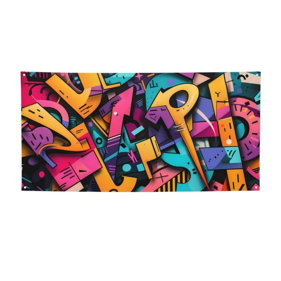 Pofeuu Vibrant Graffiti Urban Art Print Colorful Yard Festival Banner Sign Party Outdoor & Indoor Party Decoration Banne Festival Yard Sign-Small