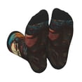 thumbnail image 1 of Pofeuu Vibrant Skull Soldier Print Crew Socks, Adult Running Hiking Socks for Youth and Adult, 1 of 7