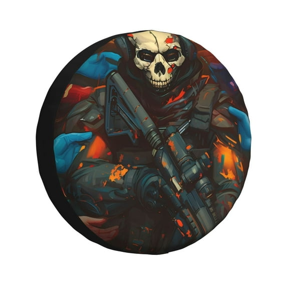 Pofeuu Vibrant Skull Soldier Print Spare Tire Wheel Cover for Car Truck SUV Camper Universal Fit Spare Tire Cover RV Spare Tire Covers-15 inch