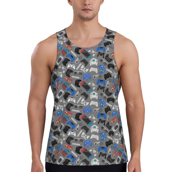 Pofeuu Video Game Print Men's Workout Tank Tops Sleeveless Muscle Gym Shirt Quick Dry-4X-Large