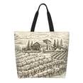 thumbnail image 1 of Pofeuu Vineyard Landscape Print Reusable Grocery Bags - Washable, Foldable, Packable Tote, Large Handles, Heavy Duty, Zippered Top Pouch, 1 of 8