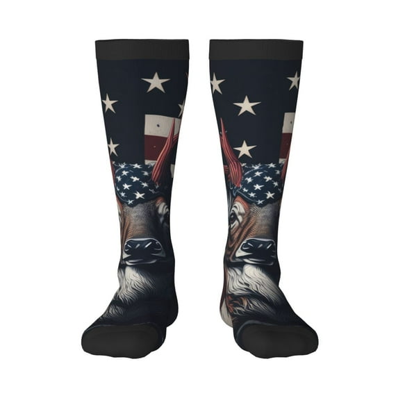 Pofeuu Vintage American Deer Print Stockings, Adult Running Hiking Socks for Youth and Adult