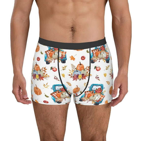 Pofeuu Vintage Autumn Truck Print Men’s Boxer Briefs, Moisture-Wicking Underwear, Regular,Trunk-Small