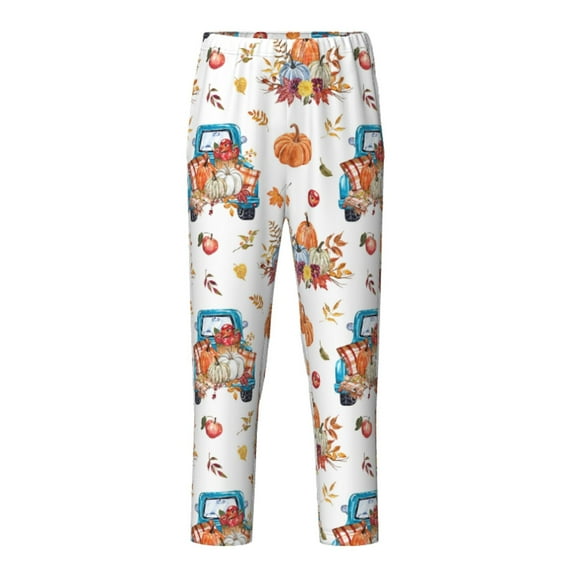 Pofeuu Vintage Autumn Truck Print Teenagers' Pajama Pants, Soft Lounge Pajama Pants with big pockets for Men Plaid Pj Bottoms-Medium