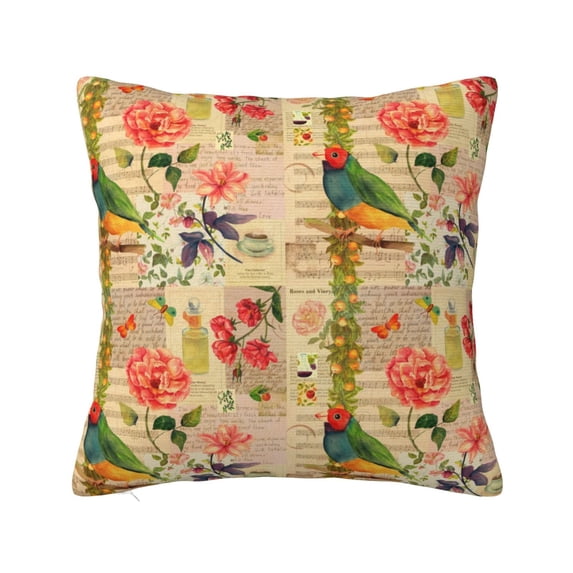Pofeuu Vintage Bird Print Double-sided plush pillowcase Square Throw Pillow Covers Pillows Cover for Living Room Bedroom Sofa Couch Cushion Cover(No pillow core)-20"x20"