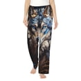 thumbnail image 1 of Pofeuu Vintage Blue Floral Wolf Print Women's Fashion Pajama Pants with Pockets Comfy Drawstring Sleep Lounge Bottoms-Small, 1 of 6