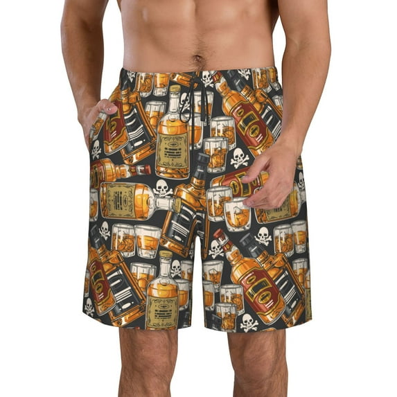 Pofeuu Vintage Bottles Prin Men's Swim Trunks Quick Dry Bathing Suit Swimming Board Shorts Mesh Lining Beach Swimwear-