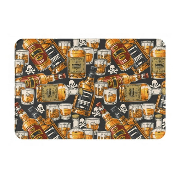 Pofeuu Vintage Bottles Print Flannel Doormats Rug16"x24"Rug Washable Doormats Indoor Outdoor Rugs for Layered Front Door Mats, Porch, Kitchen, Entryway