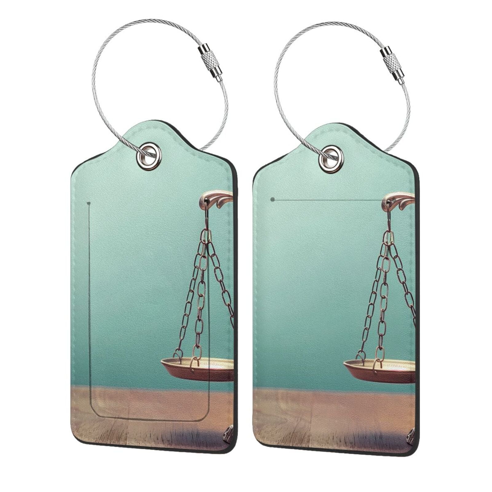 Pofeuu Vintage Brass Balance Scale Print Luggage Tags, Privacy Cover ID ...
