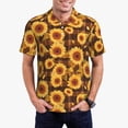 thumbnail image 1 of Pofeuu Vintage Brown Plaid Sunflower Print Men's Loose Fit Midweight Short-Sleeve Pocket Polo-Medium, 1 of 6